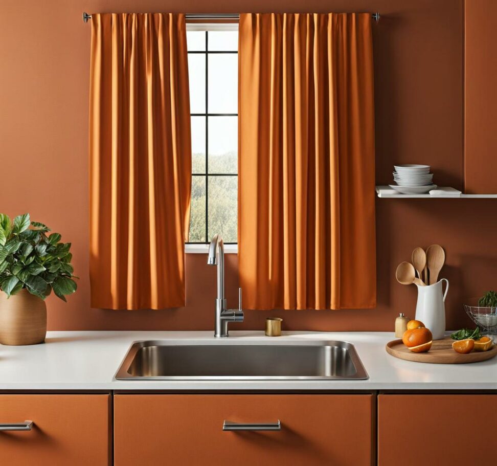 burnt orange kitchen curtains