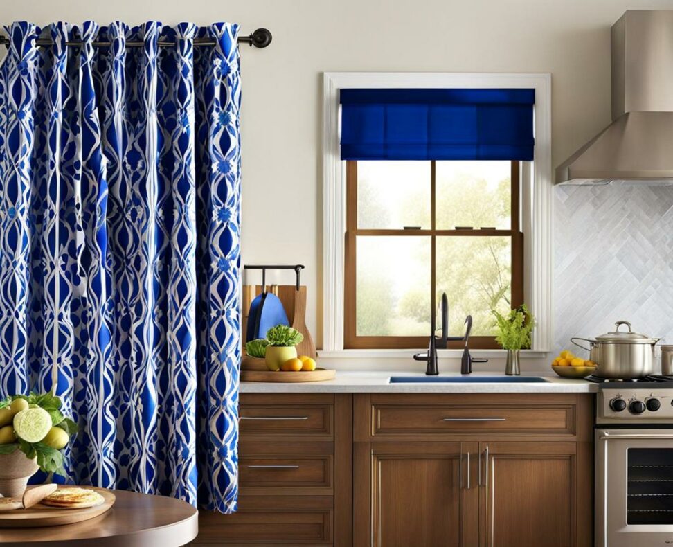 cobalt blue kitchen curtains