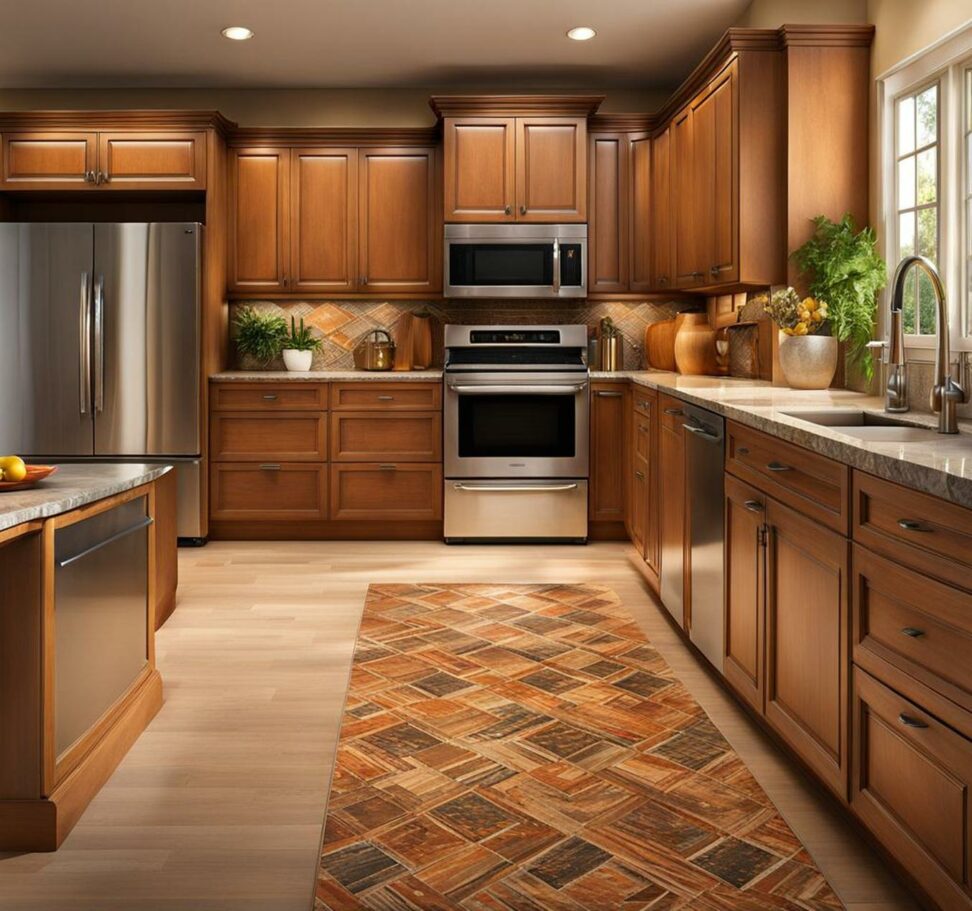 kitchen cabinets countertops and flooring combinations