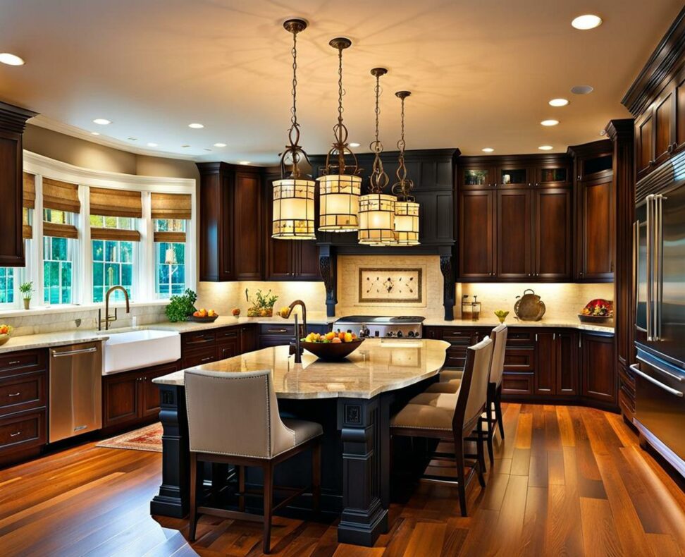 kitchen chandeliers over table