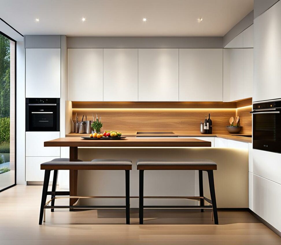 kitchen counter height bench with back