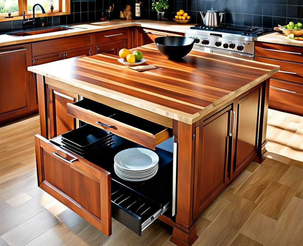 kitchen island with hideaway table