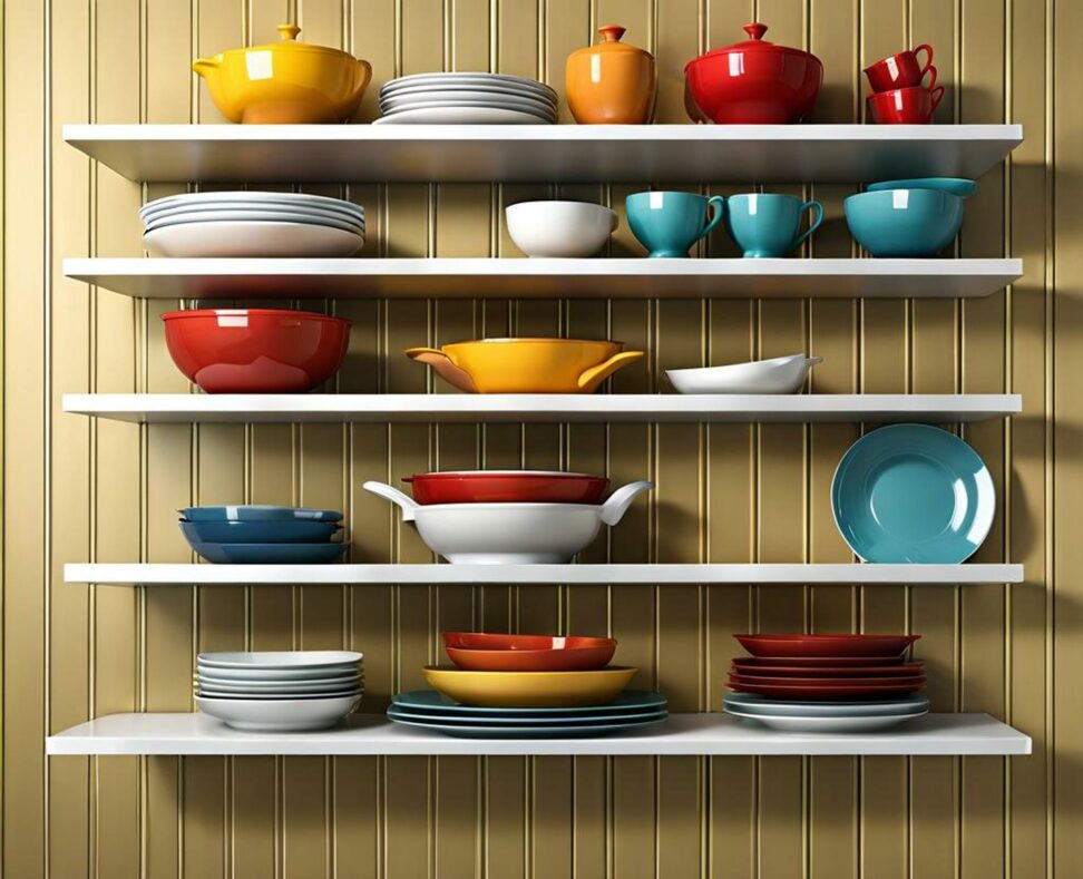kitchen wall shelves for dishes