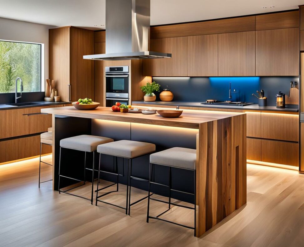 narrow wood kitchen island