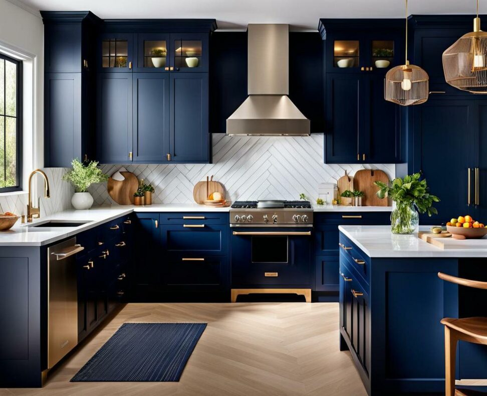 navy blue kitchen cabinets