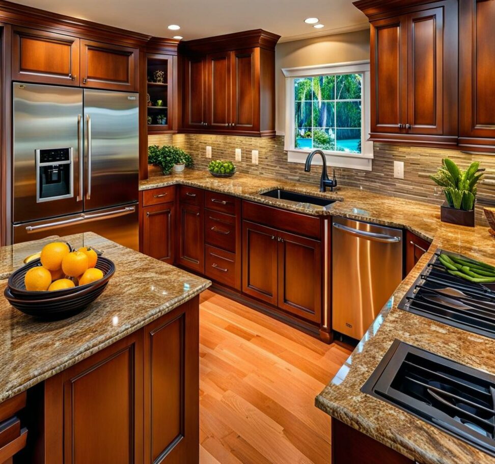 small galley kitchen with island