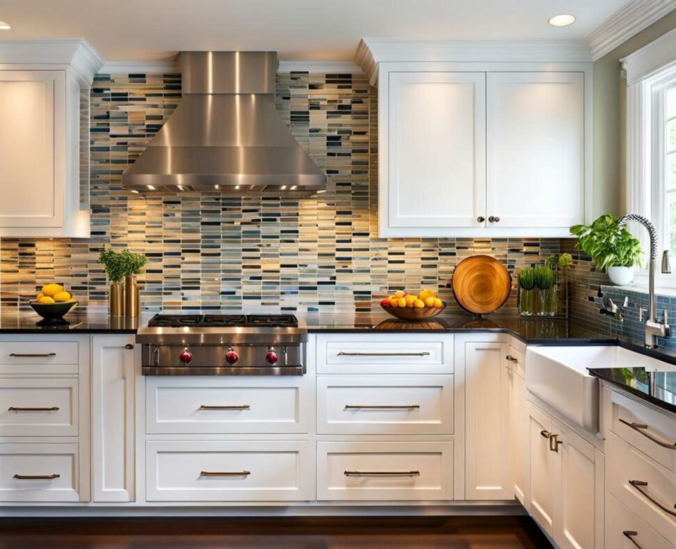 white cabinets dark countertop what color backsplash