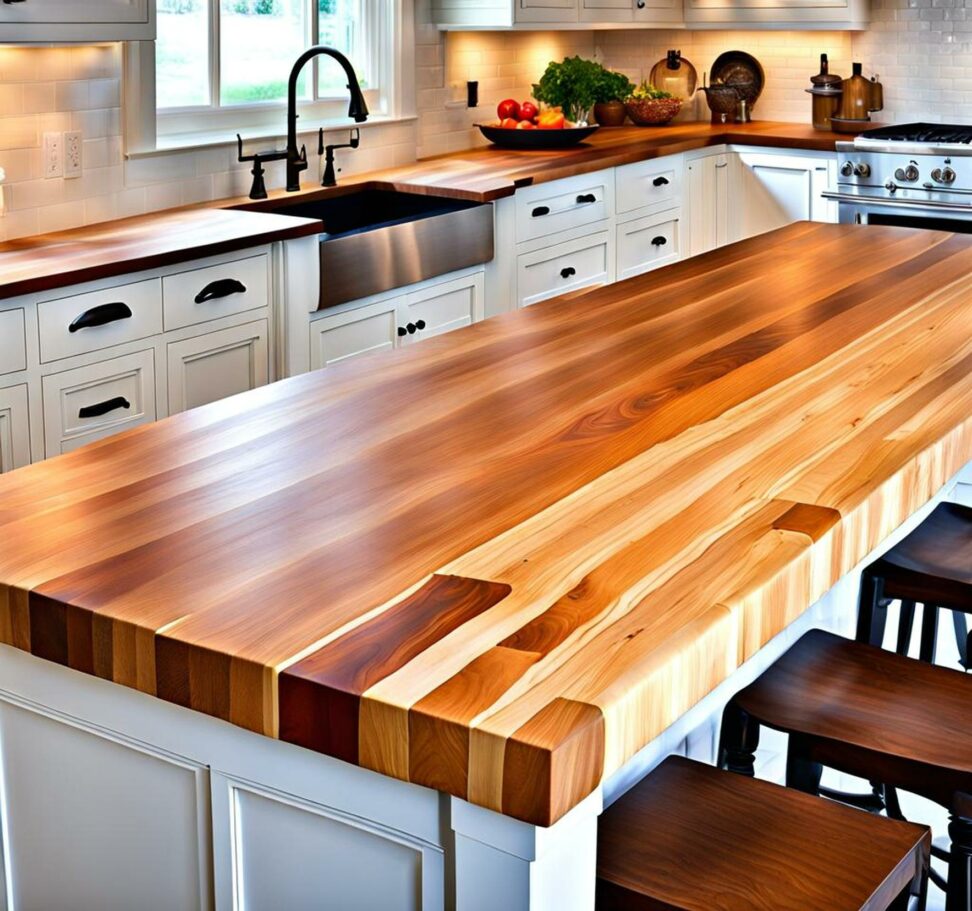 white kitchen butcher block counter