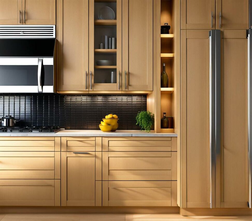 flat panel birch cabinets
