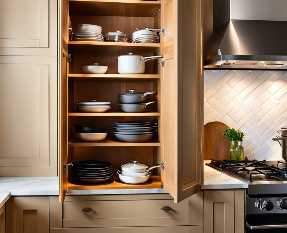 small kitchen pots and pans storage