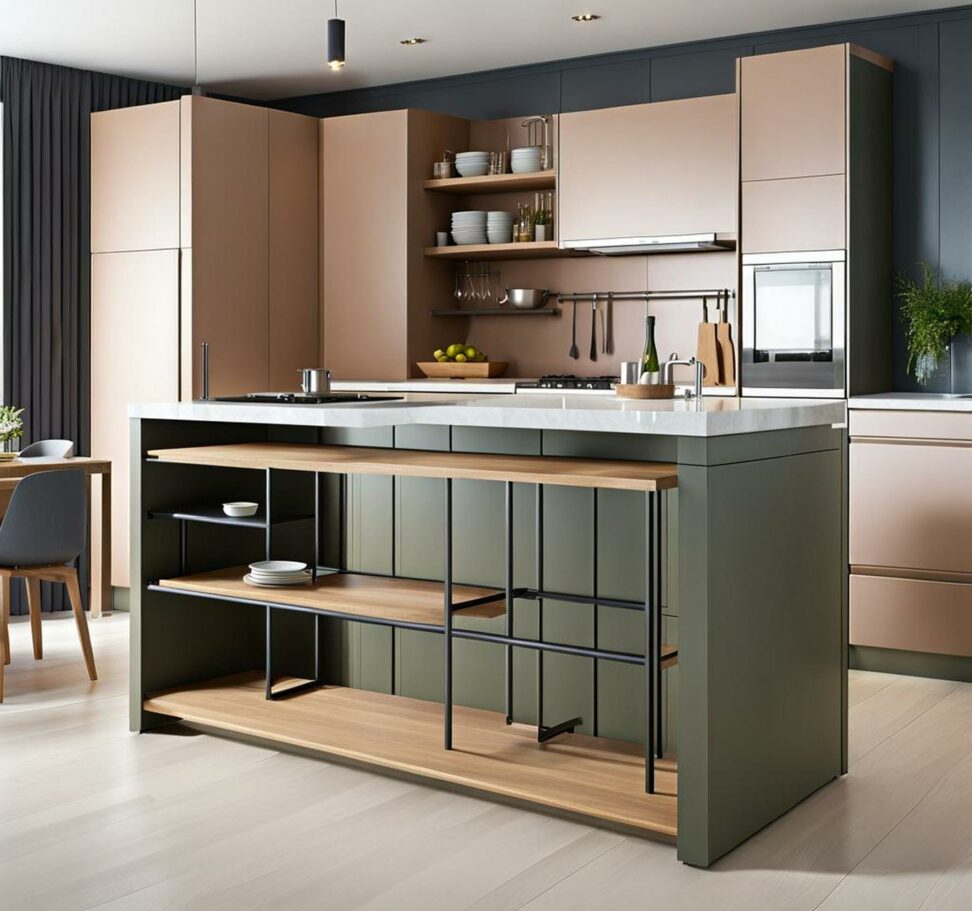 narrow kitchen island with storage