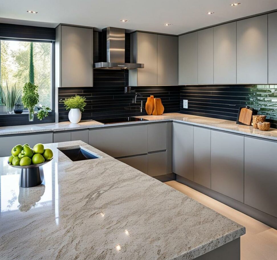 light gray granite kitchen countertops