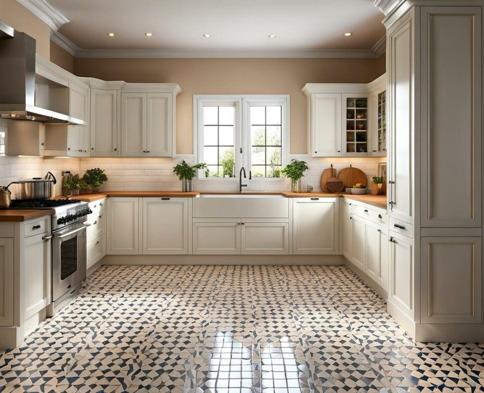 best kitchen floors with white cabinets