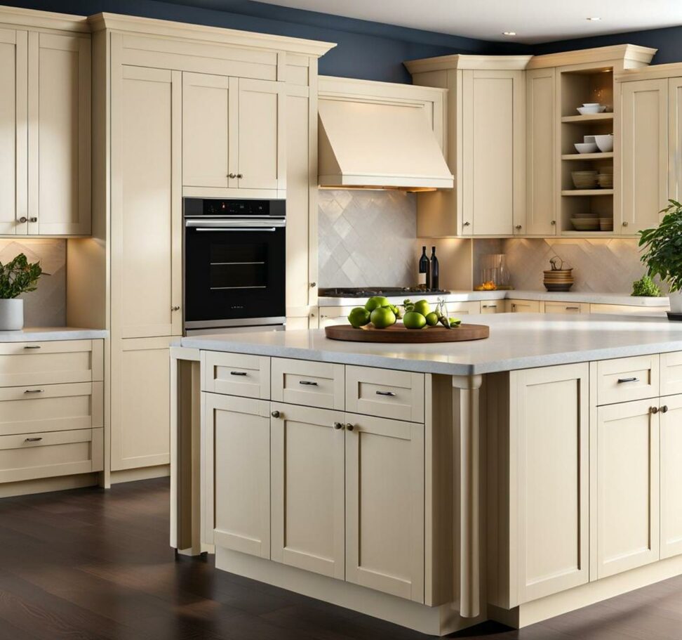 cream colored shaker cabinets