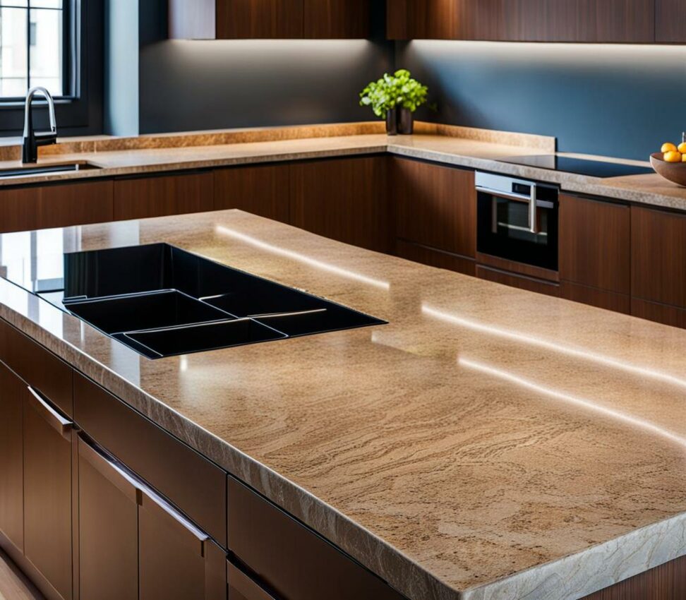 two different countertops in kitchen