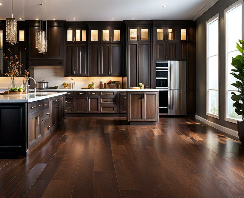 what color kitchen cabinets with dark wood floors